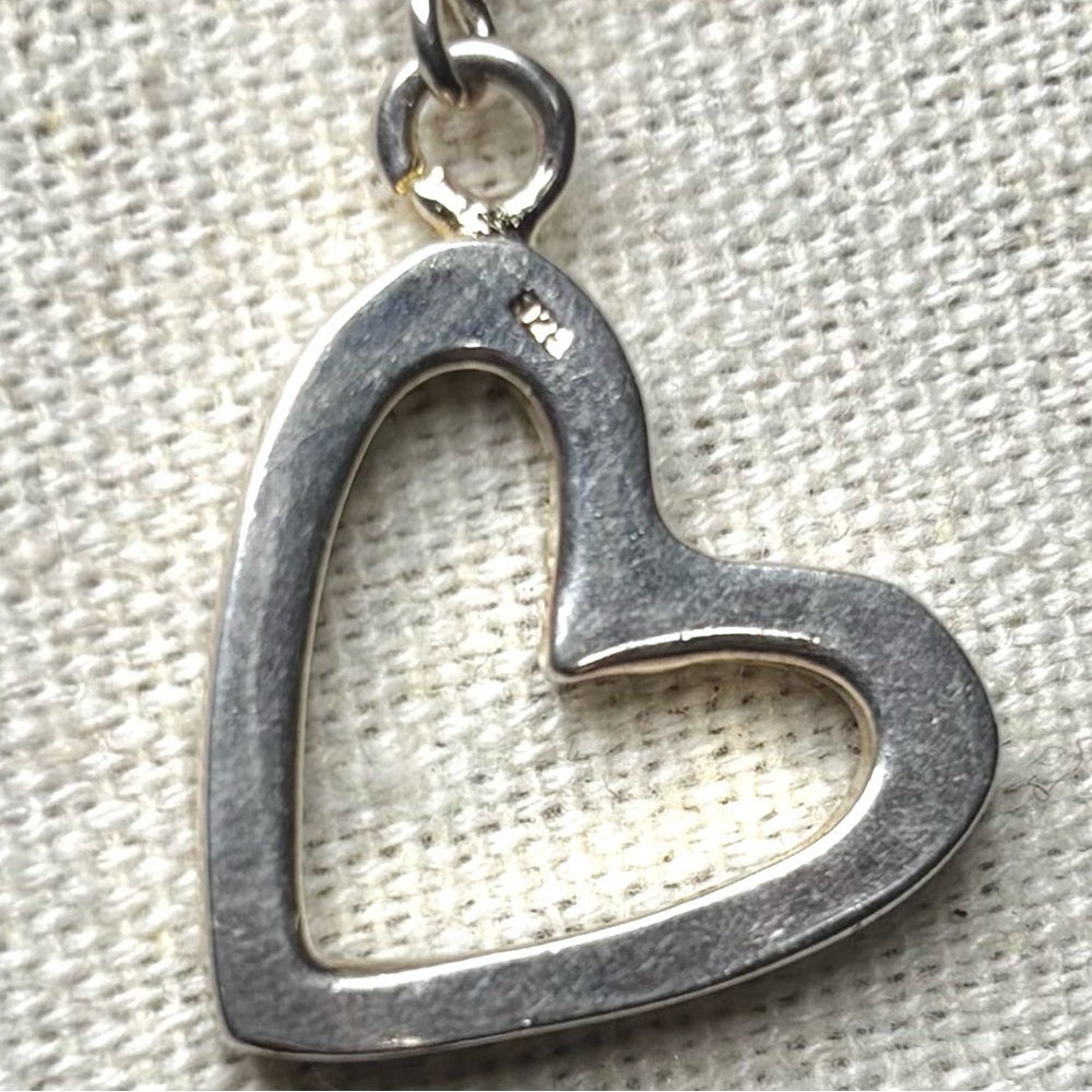 Ball Bead Chain Open Heart T-Bar Toggle Clasp Boule Silver Necklace Stamped - Picture 6 of 8